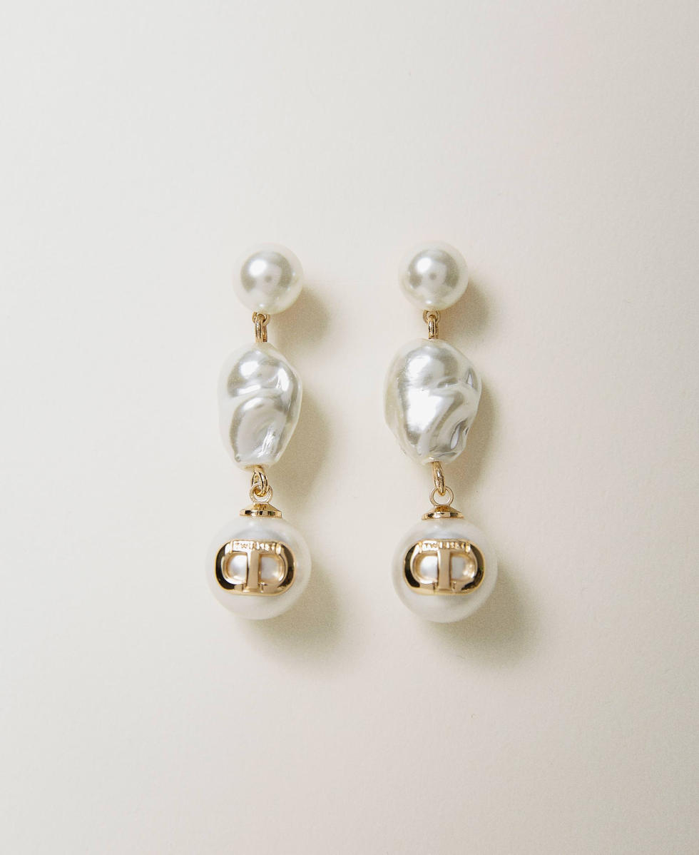 Pendant earrings with pearls and Oval T Woman Gold TWINSET Milano