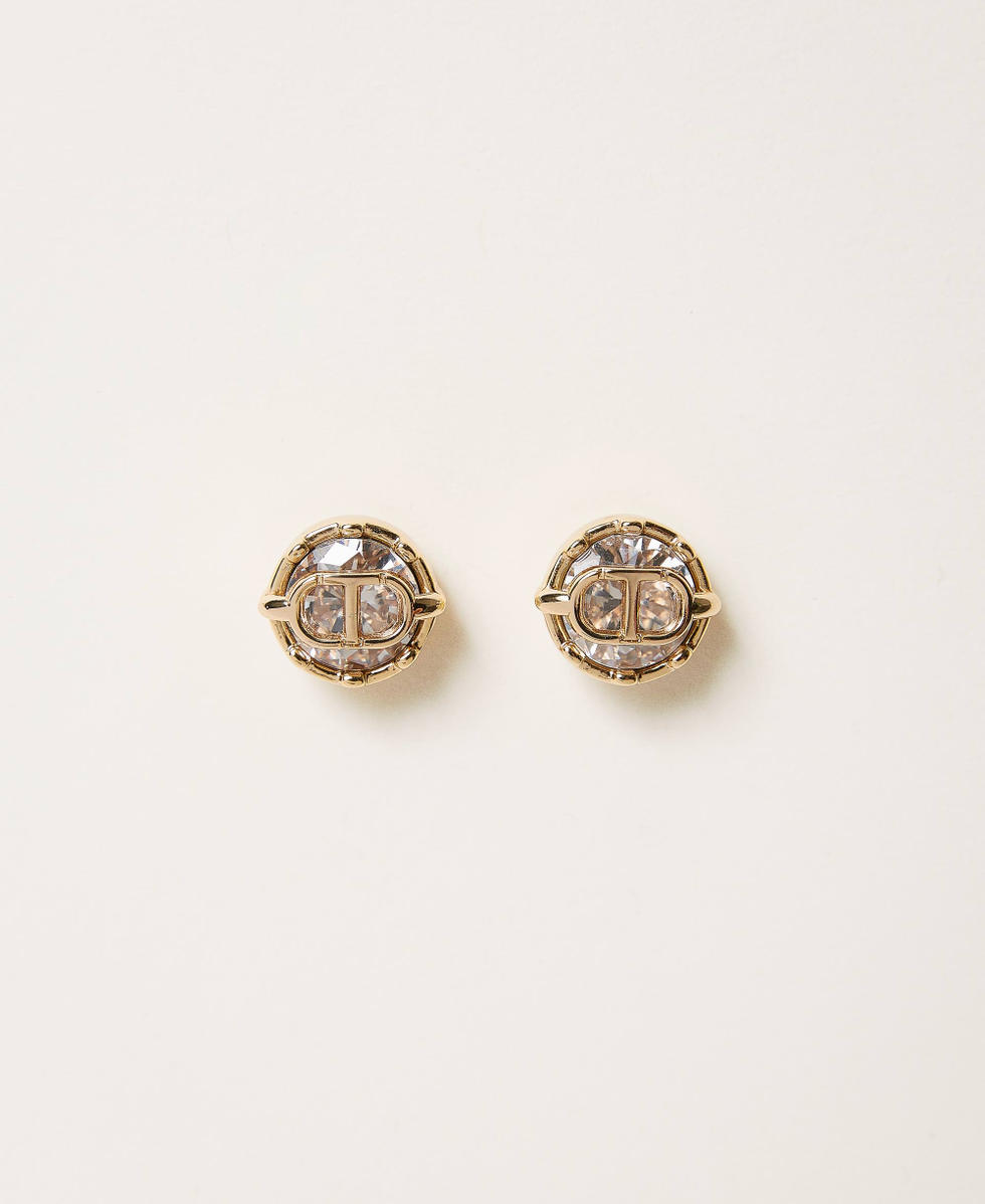 Ohrringe mit Strass und Oval T Frau, Gold | TWINSET Milano