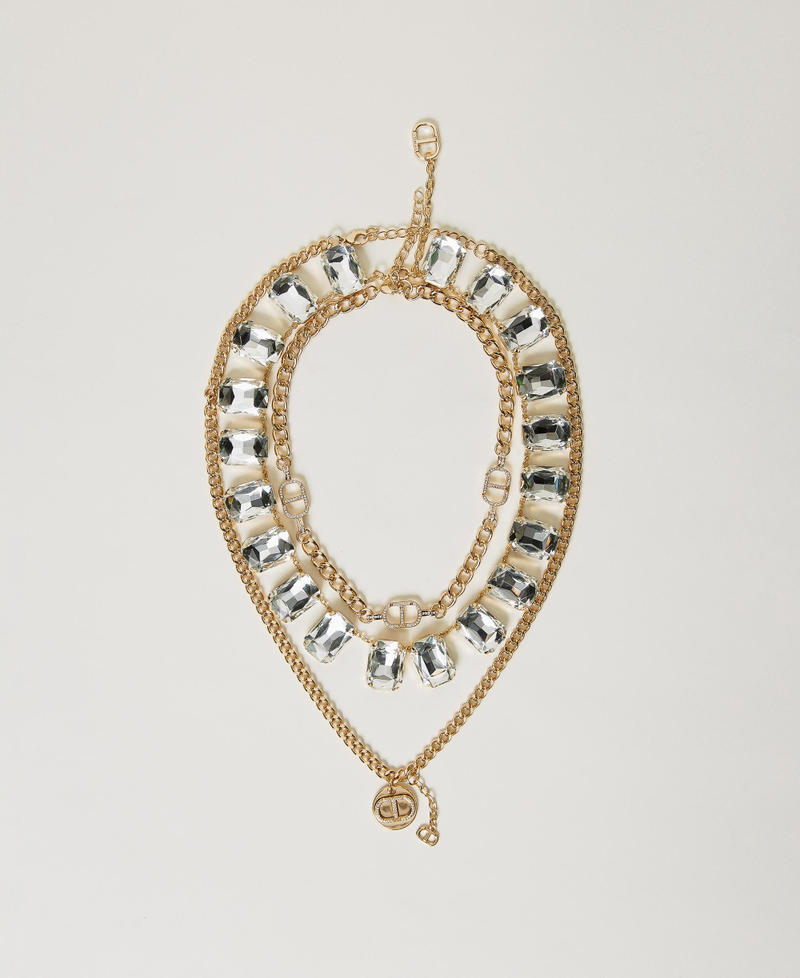 Necklace set with bezels and Oval T pendant