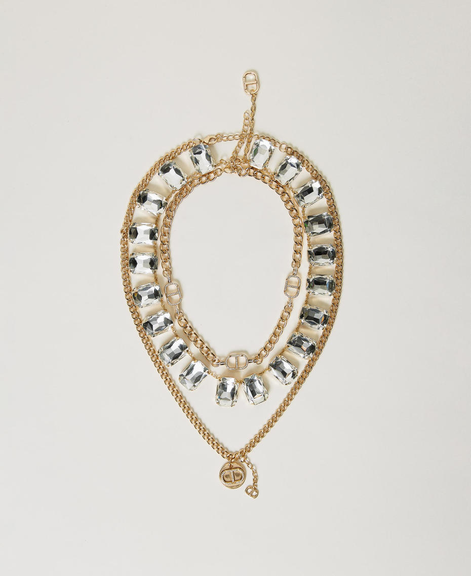 Necklace set with bezels and Oval T pendant