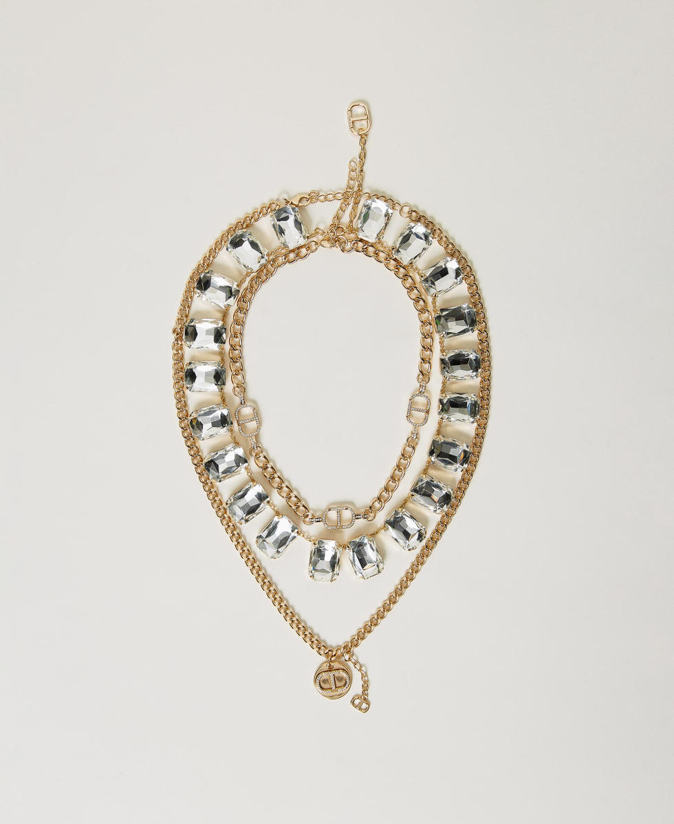Necklace set with bezels and Oval T pendant