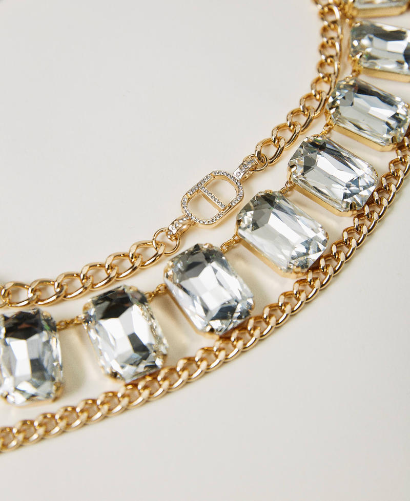 Necklace set with bezels and Oval T pendant