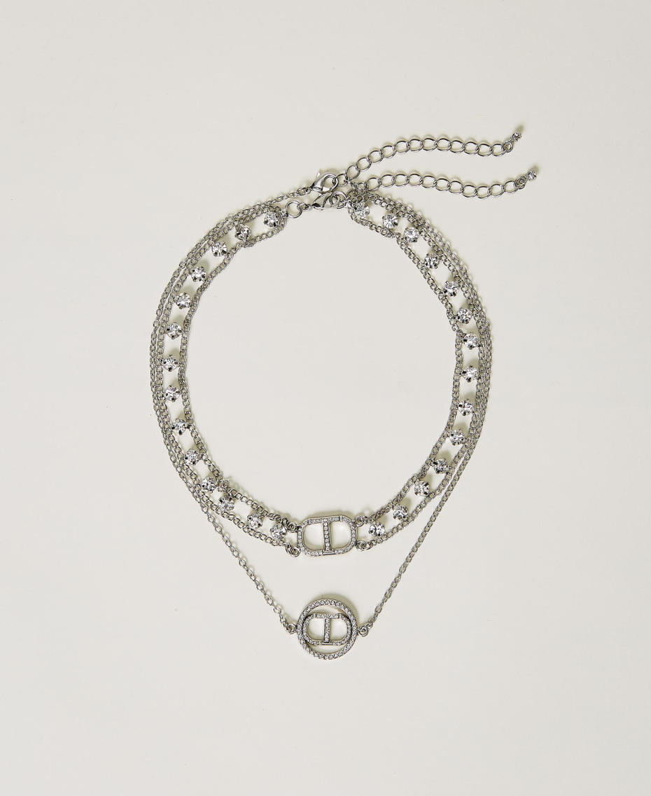 Комплект ожерелий с Oval T и стразами Серебряный Nickel Free женщина 232TA4074-01