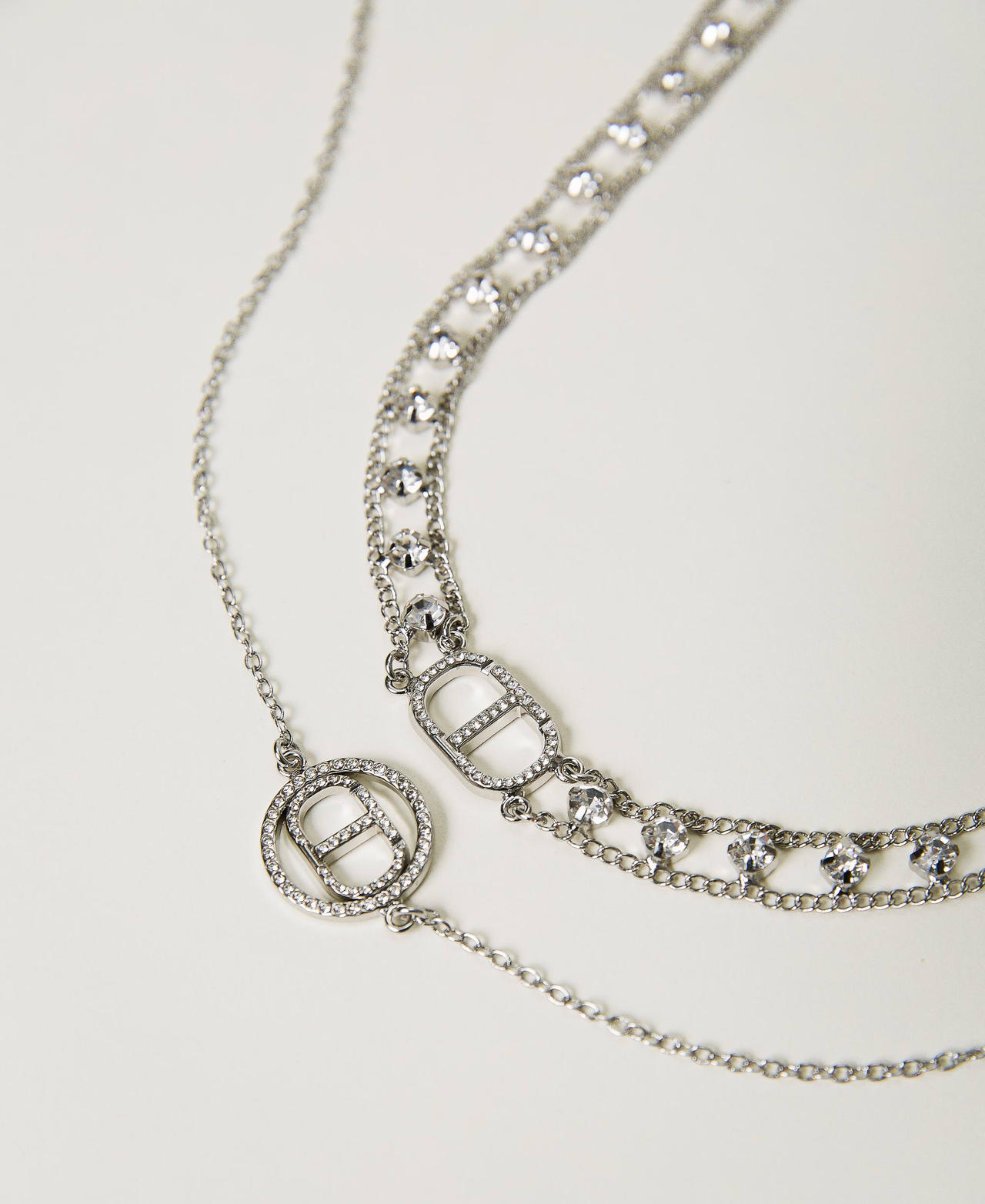 Комплект ожерелий с Oval T и стразами Серебряный Nickel Free женщина 232TA4074-02