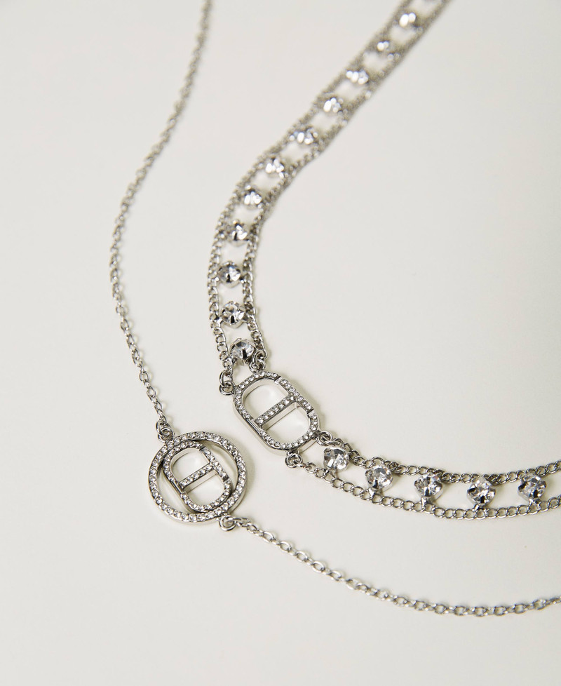 Set Di 4 Collane Girocollo Con Strass Reaky – Cristallo, Argento – Donne, Sposa – Regalo Compleanno