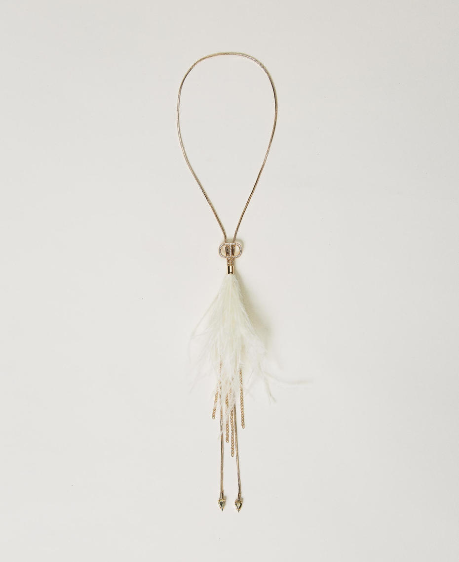 Choker with feathers and fringes White Snow Woman 232TA4078_00282_01