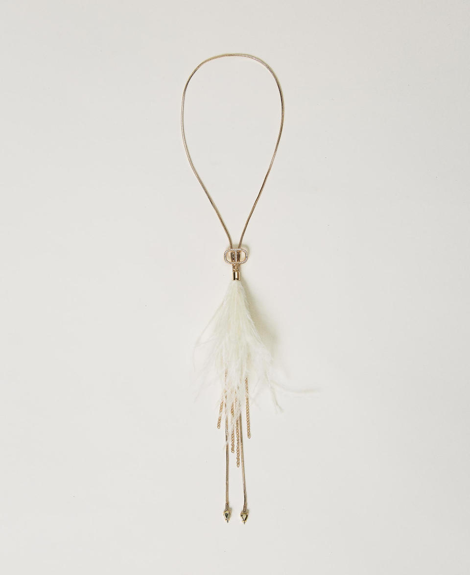 Choker with feathers and fringes White Snow Woman 232TA4078_00282_01