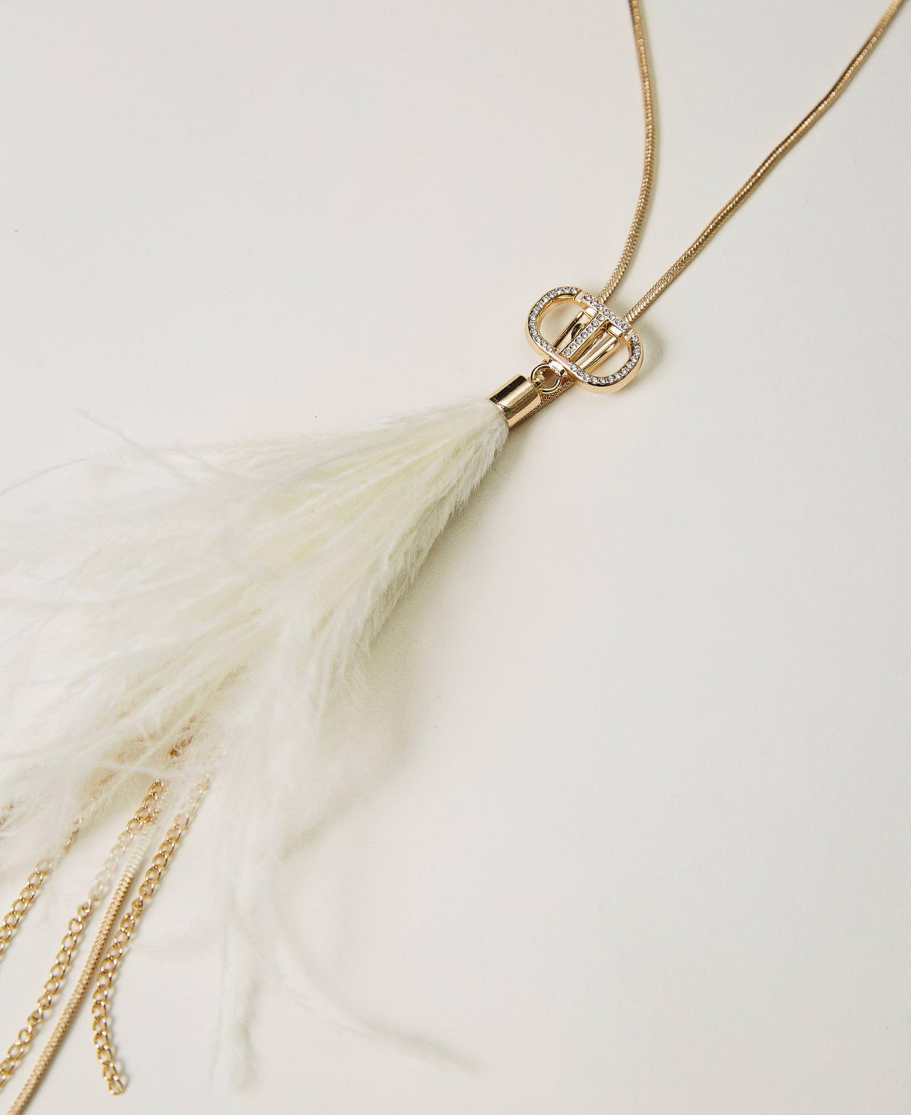 Choker with feathers and fringes White Snow Woman 232TA4078-02