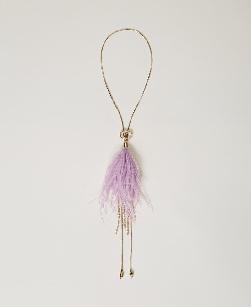 Choker with feathers and fringes "Lavendula” Purple Woman 232TA4078_10782_01