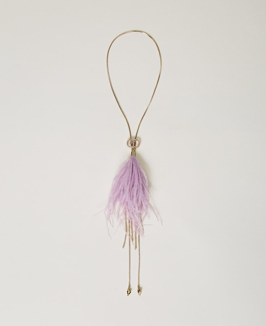 Choker with feathers and fringes "Lavendula” Purple Woman 232TA4078_10782_01
