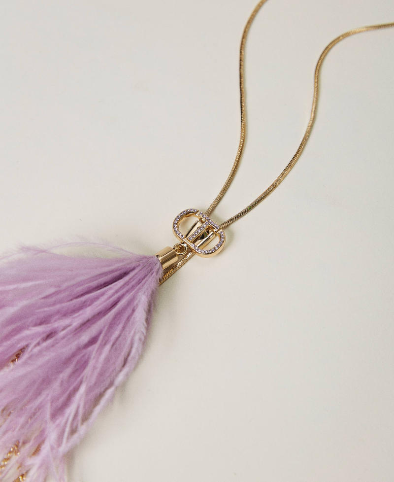 Choker with feathers and fringes "Lavendula” Purple Woman 232TA4078_10782_02