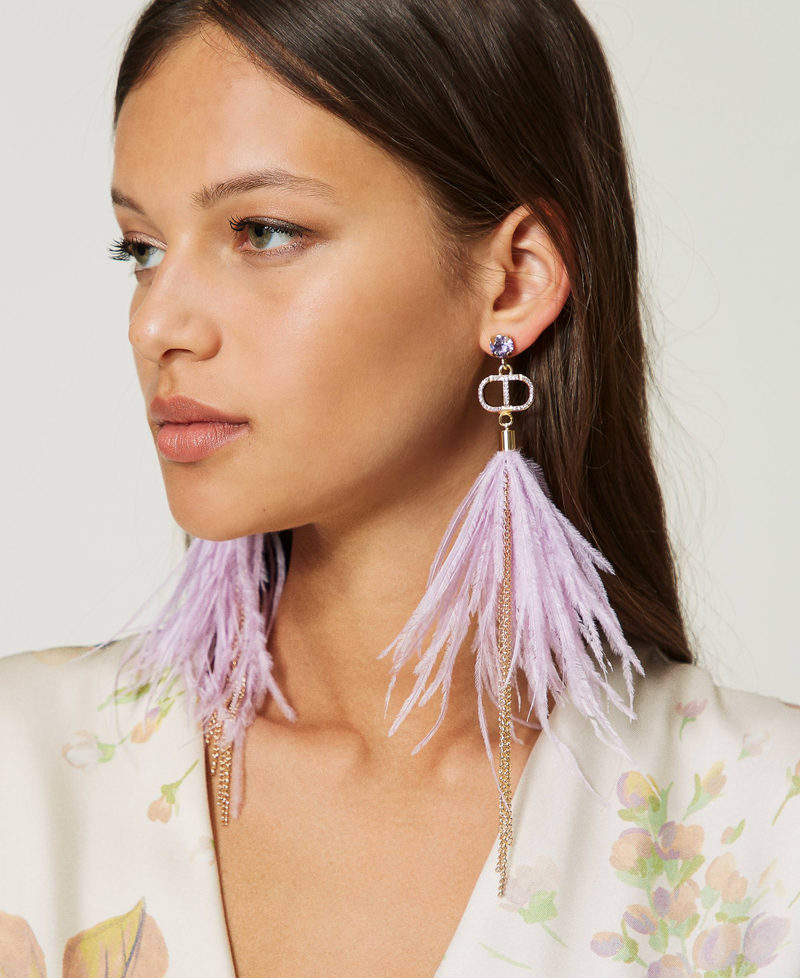 Earrings with feathers and fringes Black Woman 232TA4079-0S