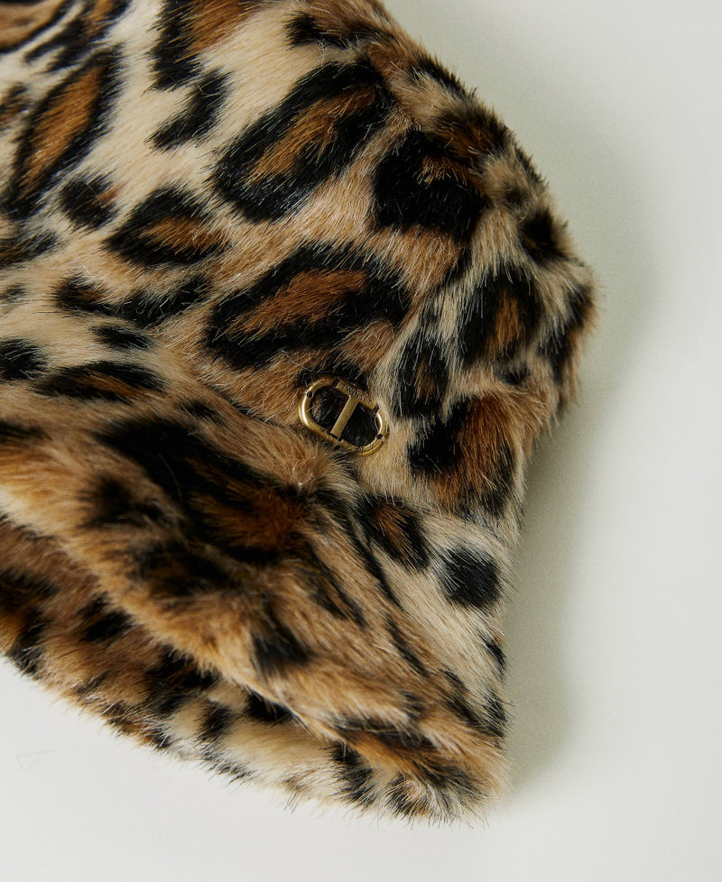 Bob en fausse fourrure Imprim&eacute; Animalier Noir/Marron &laquo;&thinsp;Iced Coffee&thinsp;&raquo; Femme 232TA4088_10833_03