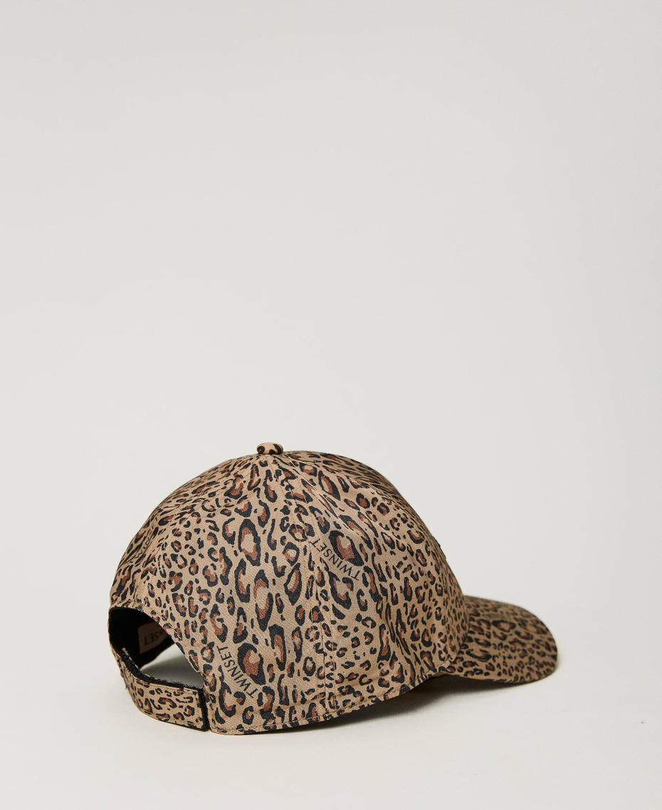 Animal print baseball cap Animal Print Black/ “Iced Coffee” Brown Woman 232TA408B-03