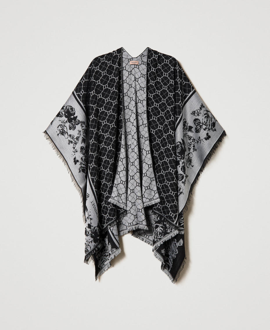 Open poncho with jacquard Oval T