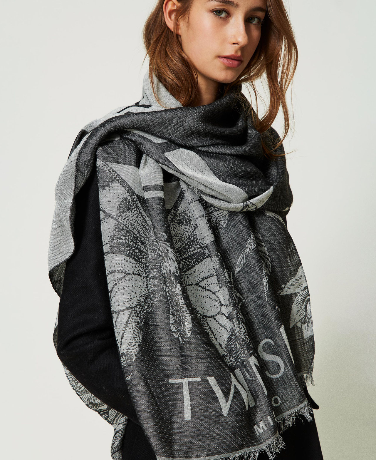 Sciarpa jacquard a fiori