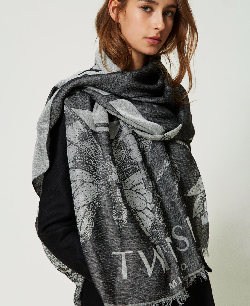 Sciarpa jacquard a fiori