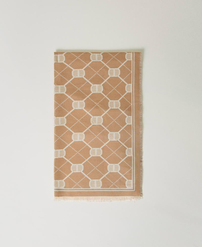 Lurex jacquard stole with Oval T