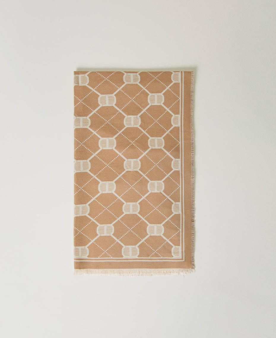 Lurex jacquard stole with Oval T