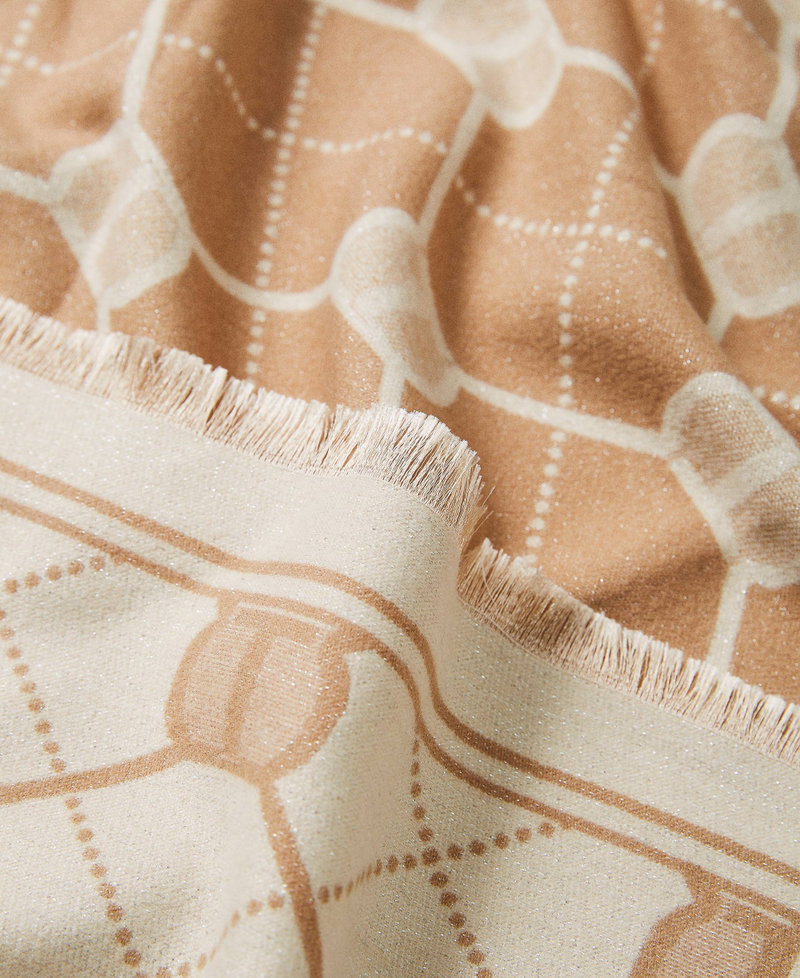 Lurex jacquard stole with Oval T