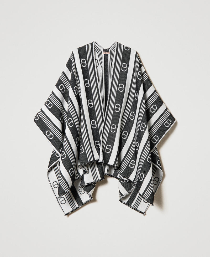 Poncho in misto lana jacquard a righe