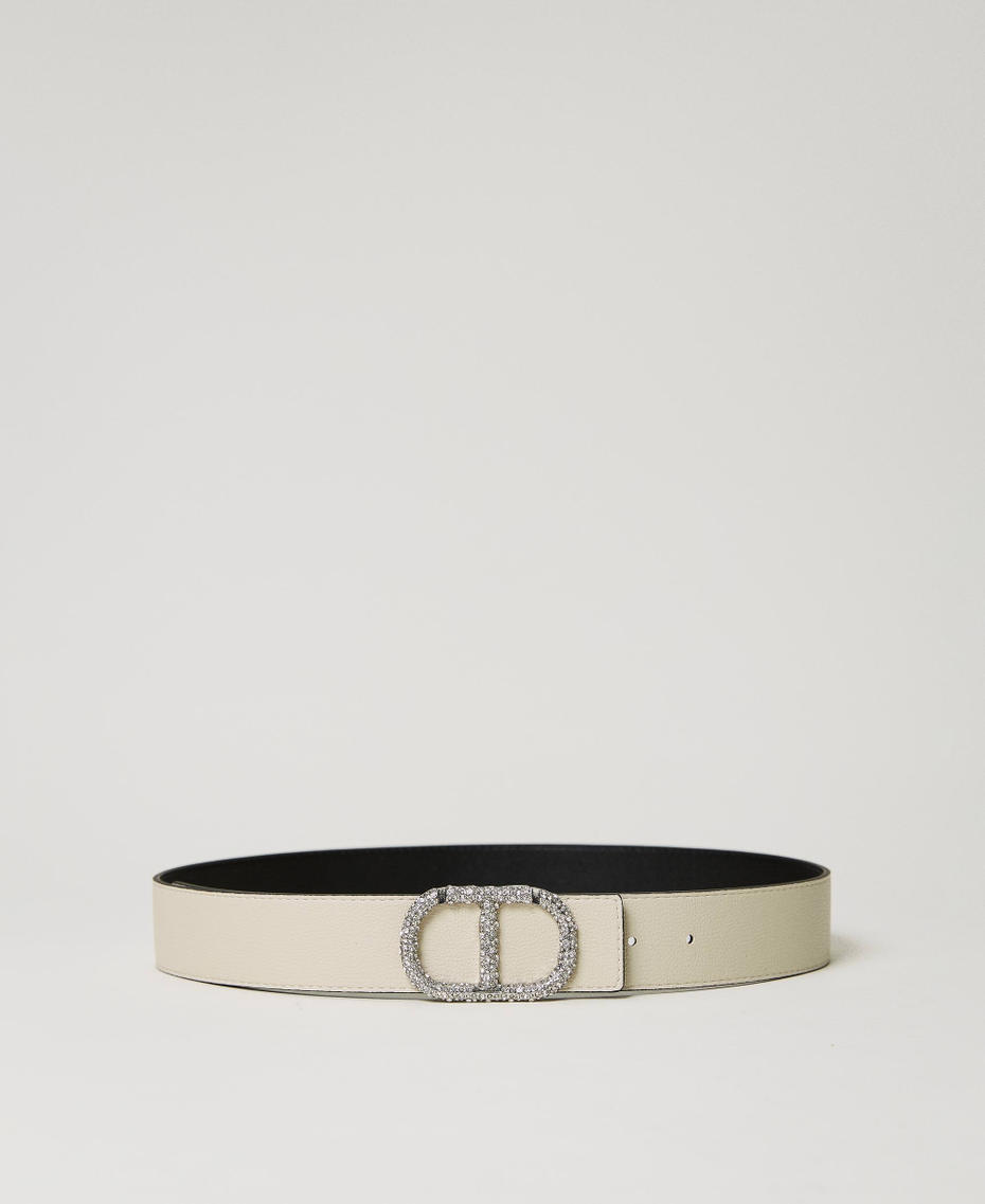 Cinturón reversible con Oval T de strass