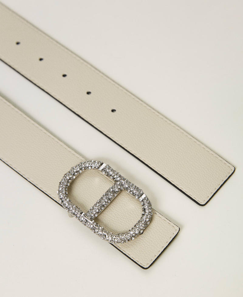 Cinturón reversible con Oval T de strass