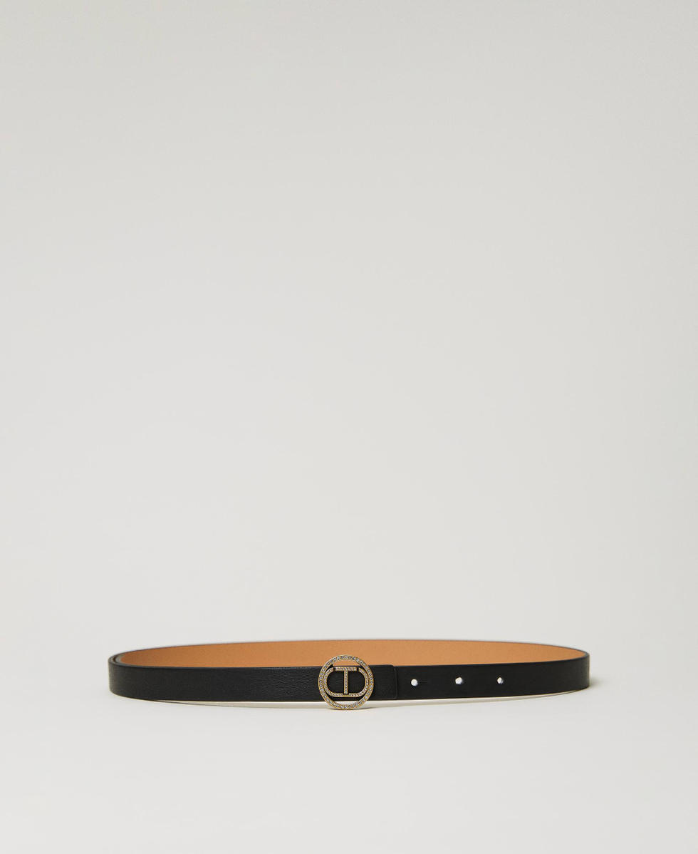 Cinturón fino con hebilla Oval T y strass