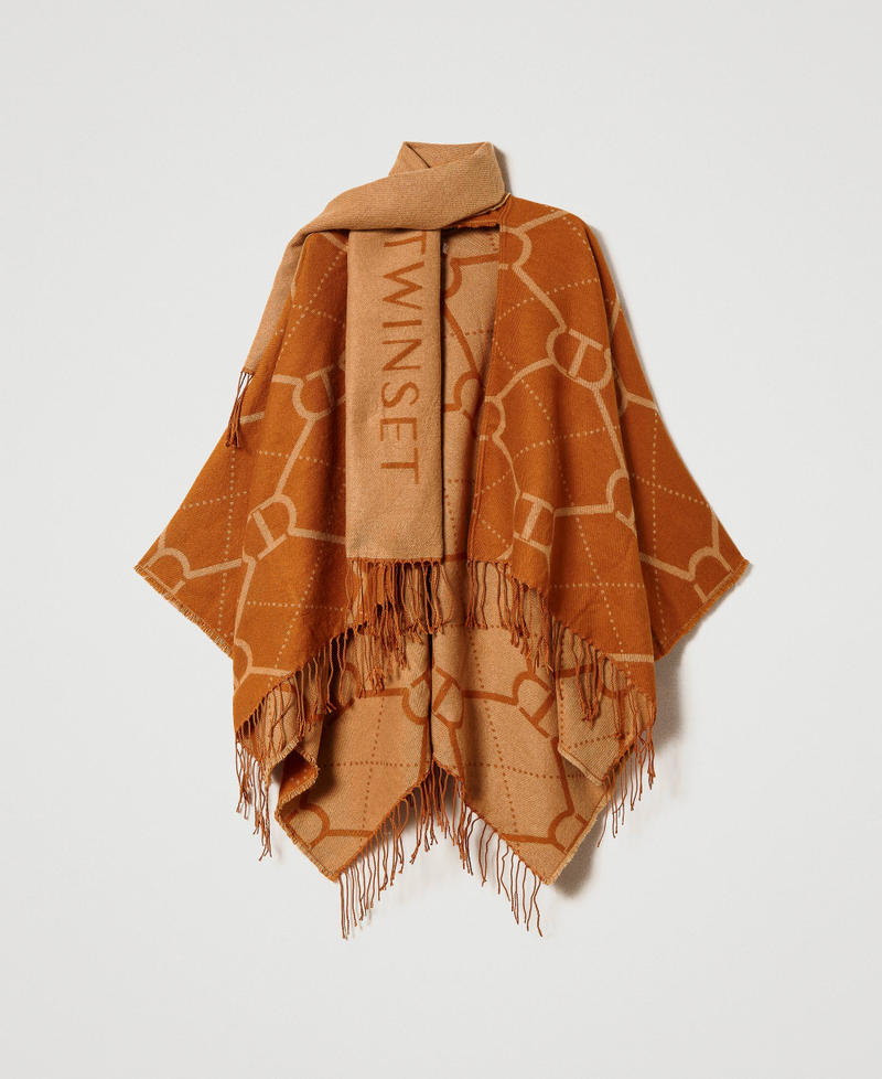 Poncho jacquard con collo a sciarpa