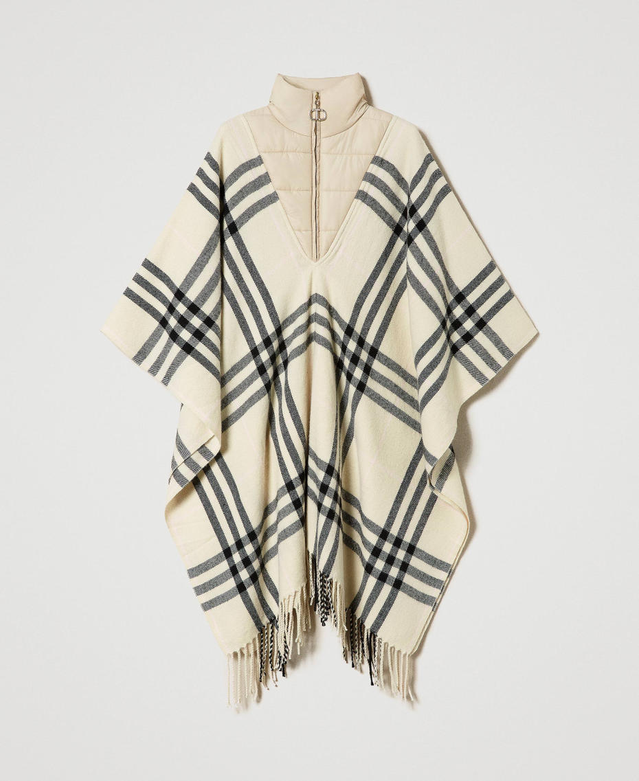 Poncho en drap avec col rembourr&eacute;