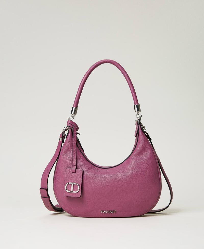 ‘Moon’ leather shoulder bag Dark Lilac Woman 232TB7043-01