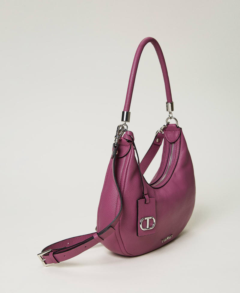 ‘Moon’ leather shoulder bag Dark Lilac Woman 232TB7043-02