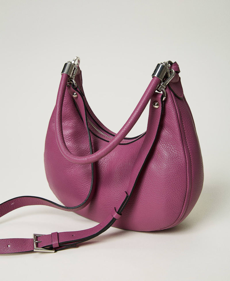 ‘Moon’ leather shoulder bag Dark Lilac Woman 232TB7043-03