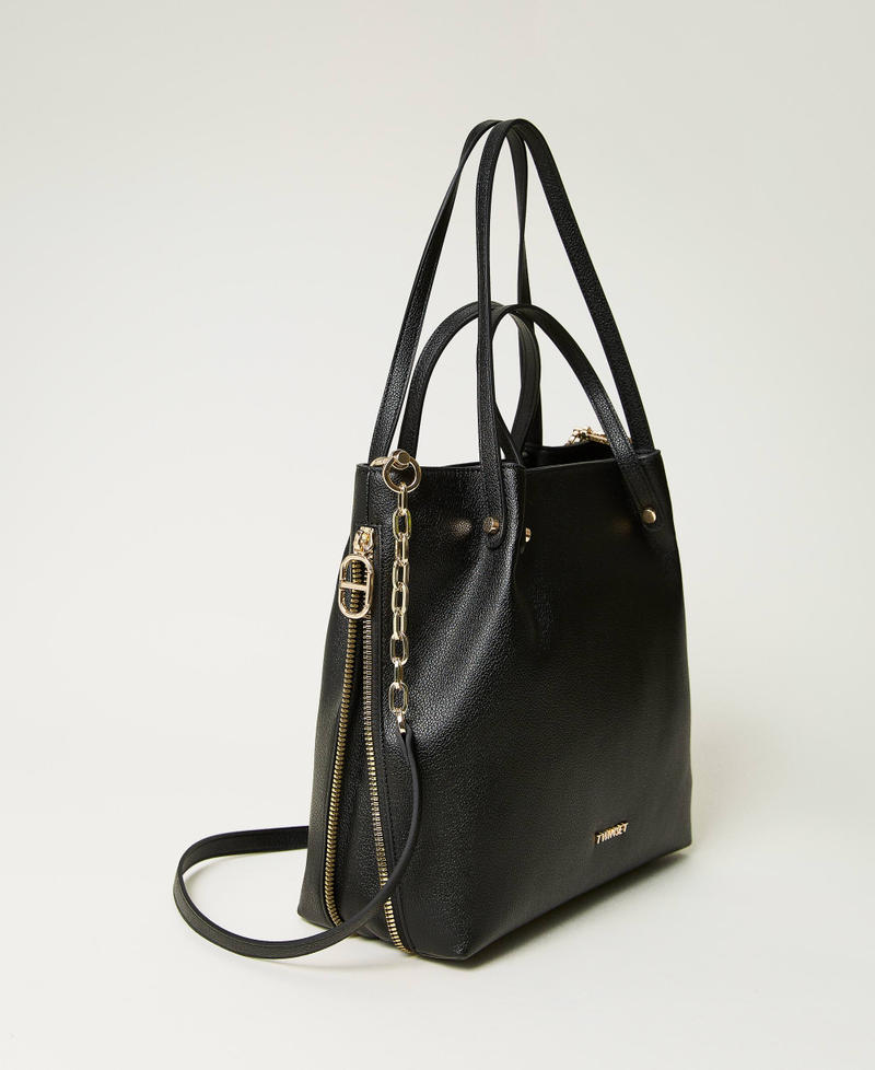 Borsa shopper con zip laterali