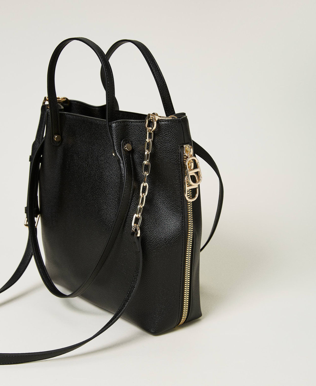 Borsa shopper con zip laterali