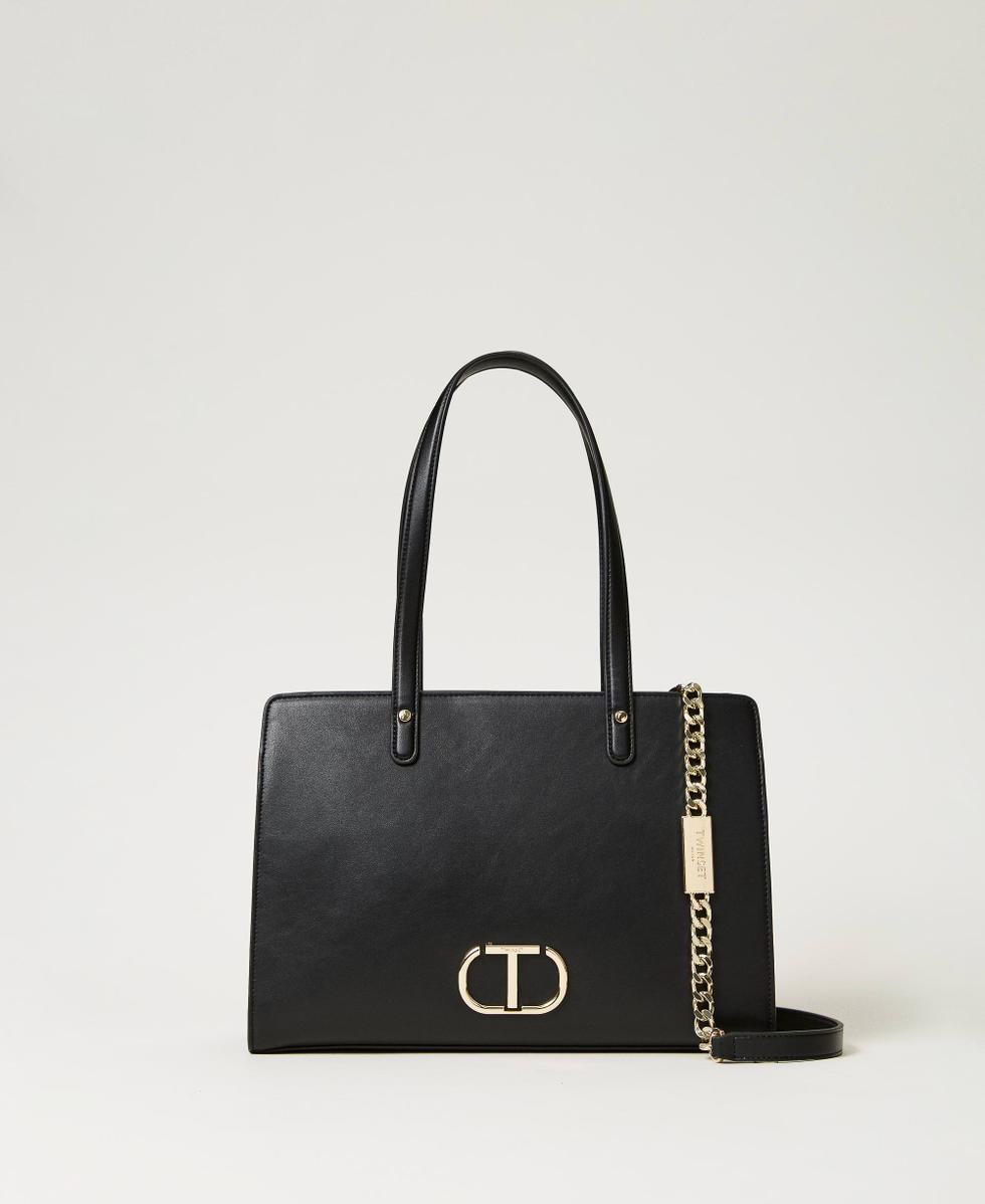 Borsa shopper con Oval T e tracolla Donna Nero TWINSET Milano