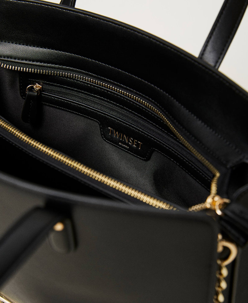 Borsa shopper con Oval T e tracolla Nero Donna 232TB7070-04
