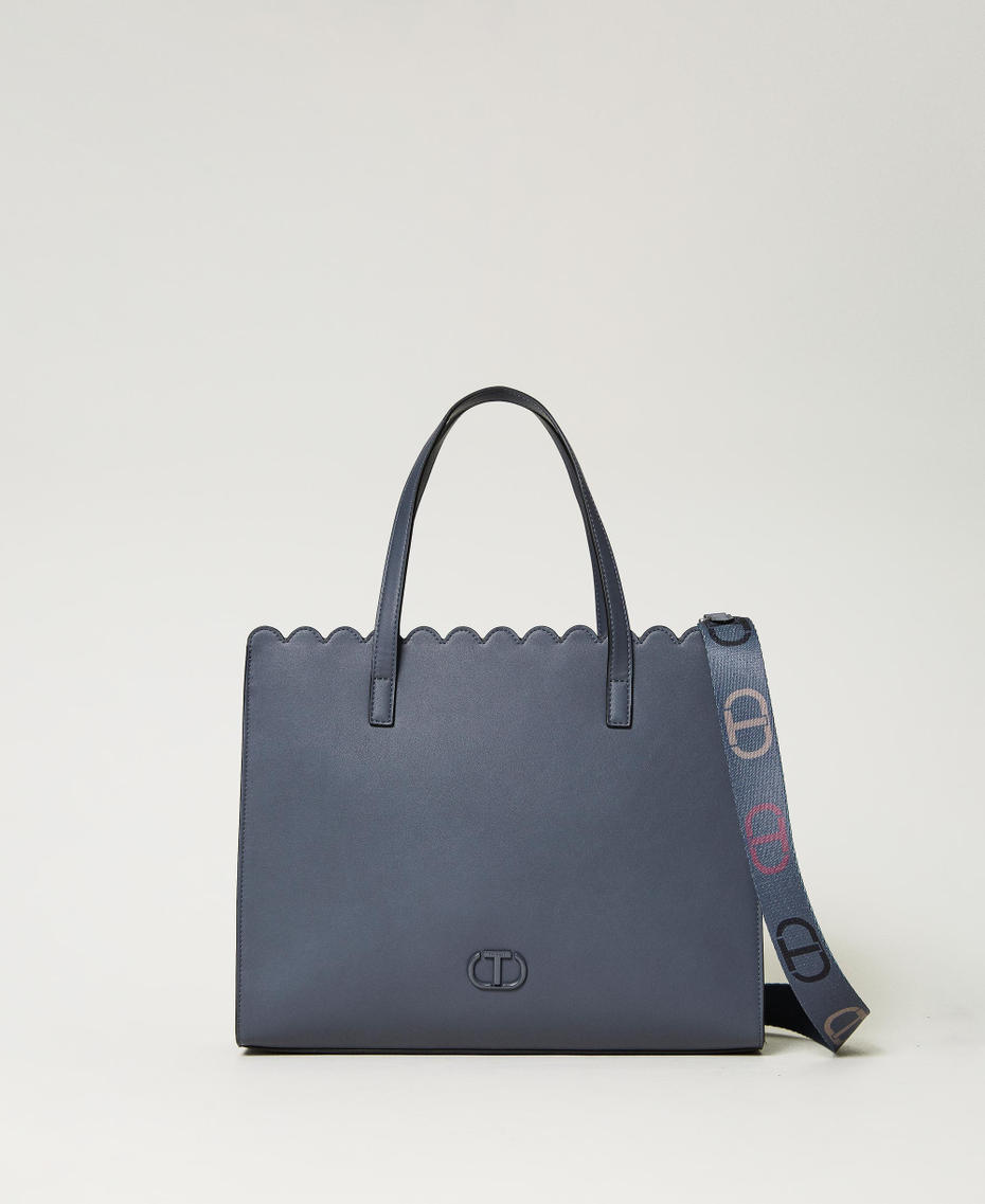 Large ‘Lacey’ shopper with scalloping "Blue Grey” Grey Woman 232TB7080_10806_01