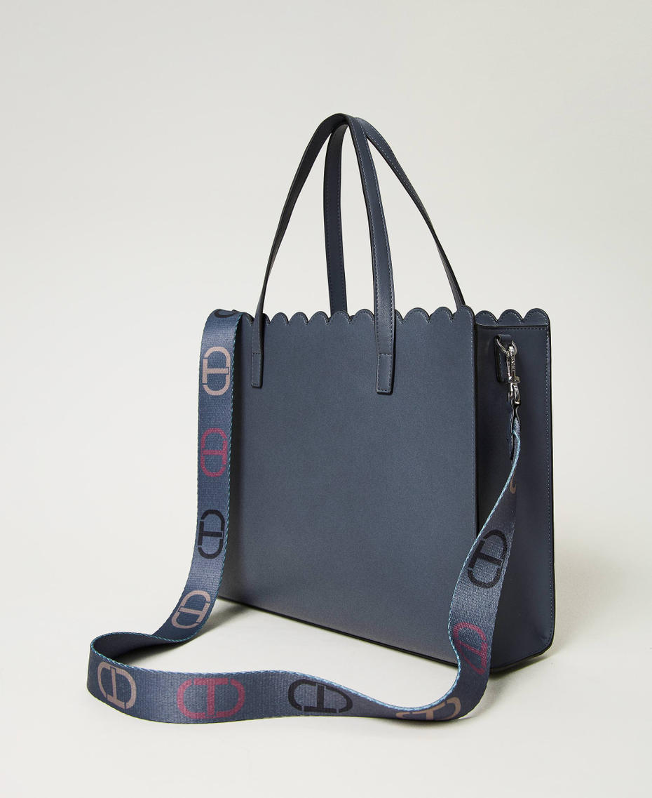 Large ‘Lacey’ shopper with scalloping "Blue Grey” Grey Woman 232TB7080_10806_03