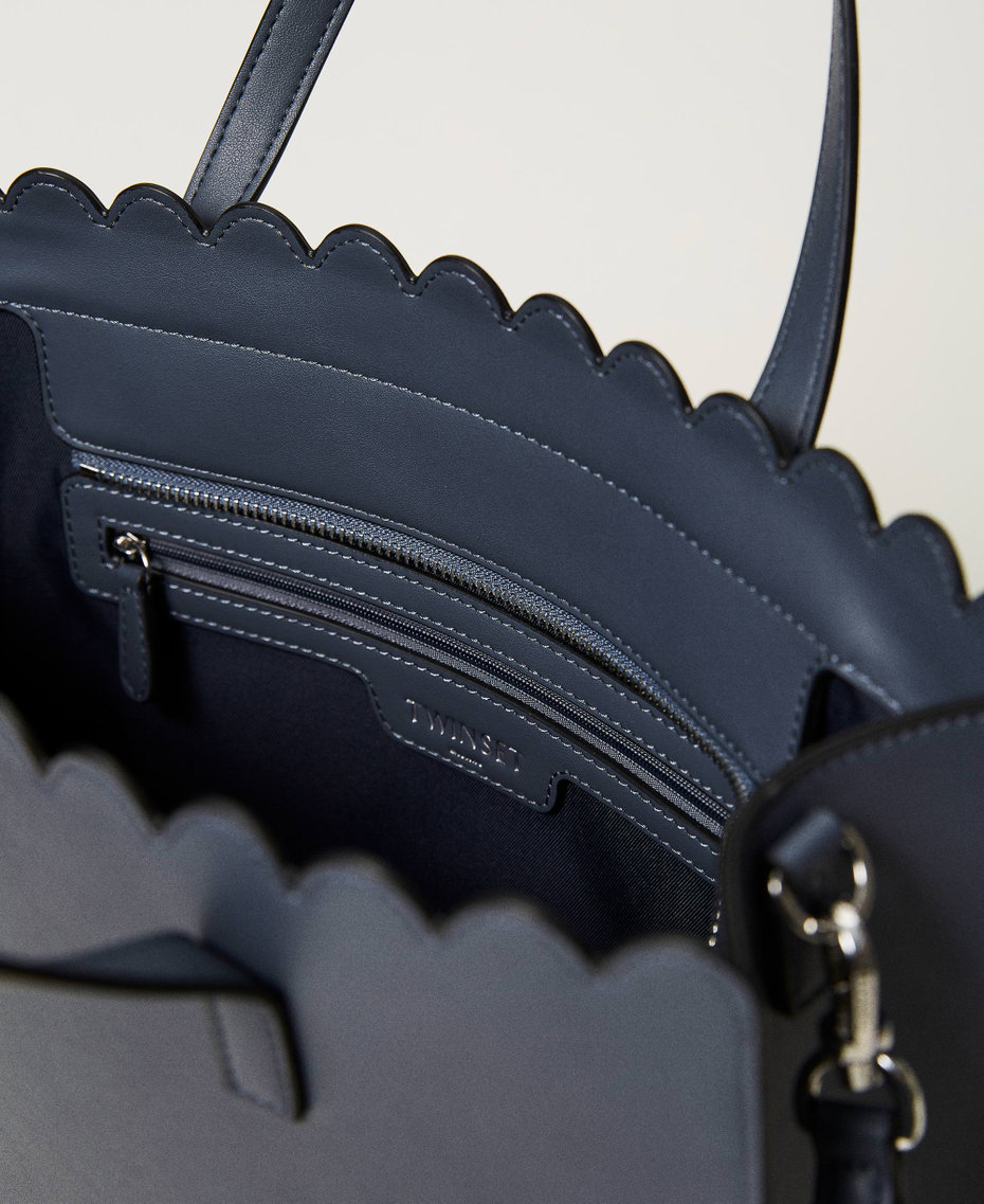 Large ‘Lacey’ shopper with scalloping "Blue Grey” Grey Woman 232TB7080_10806_04