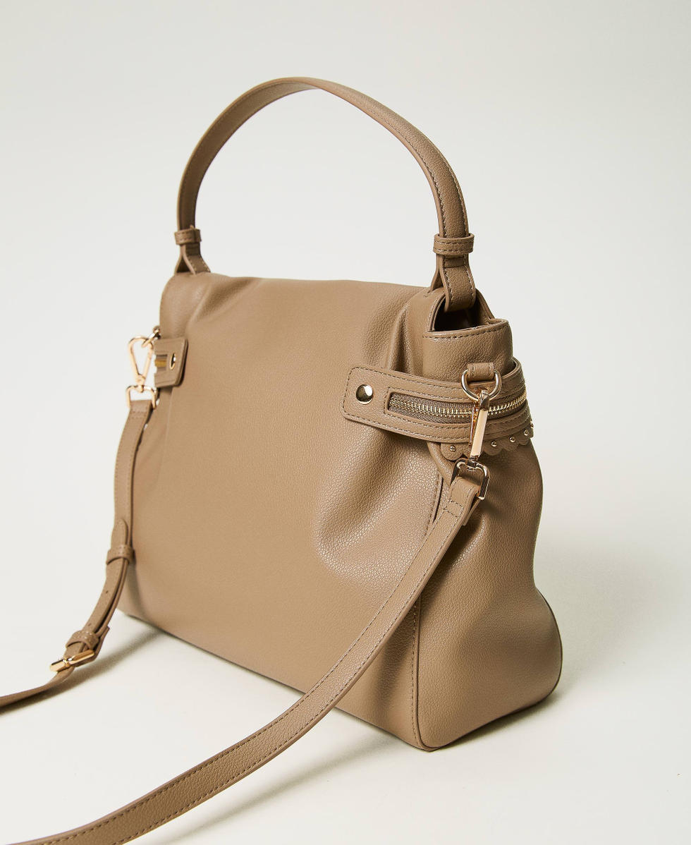 Large &lsquo;C&eacute;cile&rsquo; top handle bag Light Taupe Grey Woman 232TB7120_00718_03