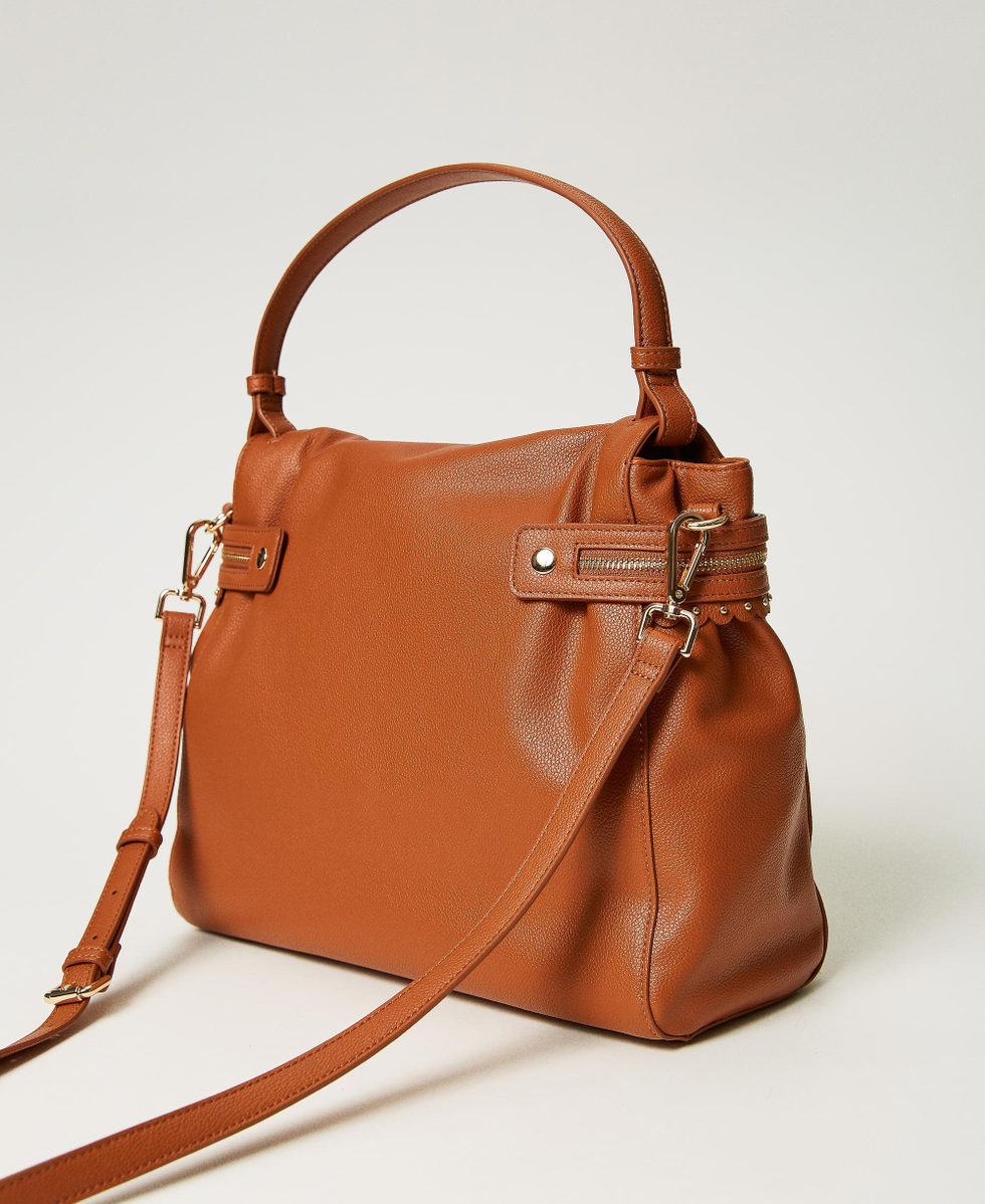 Large &lsquo;C&eacute;cile&rsquo; top handle bag Leather Brown Woman 232TB7120_10785_03