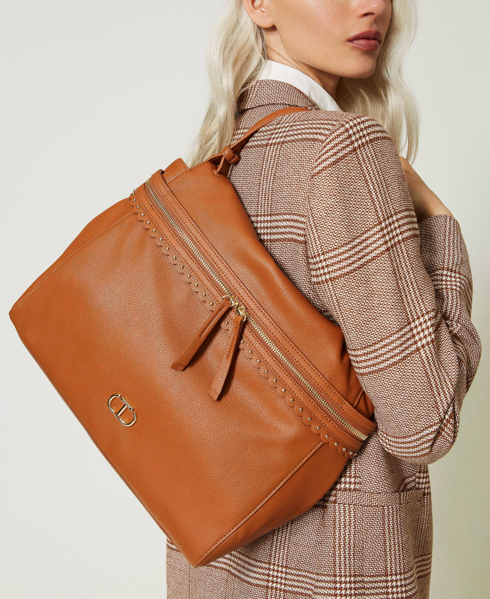 Large &lsquo;C&eacute;cile&rsquo; top handle bag Leather Brown Woman 232TB7120_10785_S0