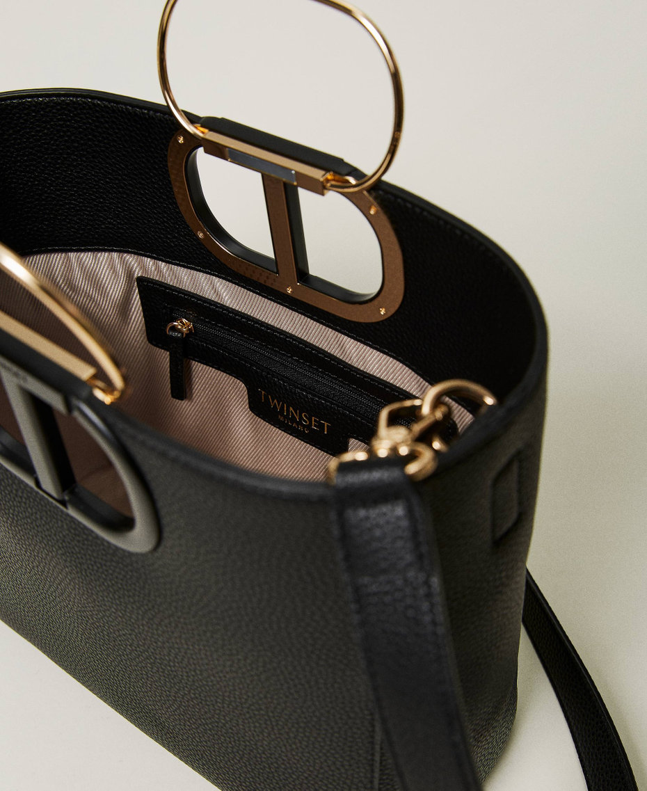 Shopper „Lila“ mit „Oval T“-Griff Schwarz Frau 232TB7131_00006_05