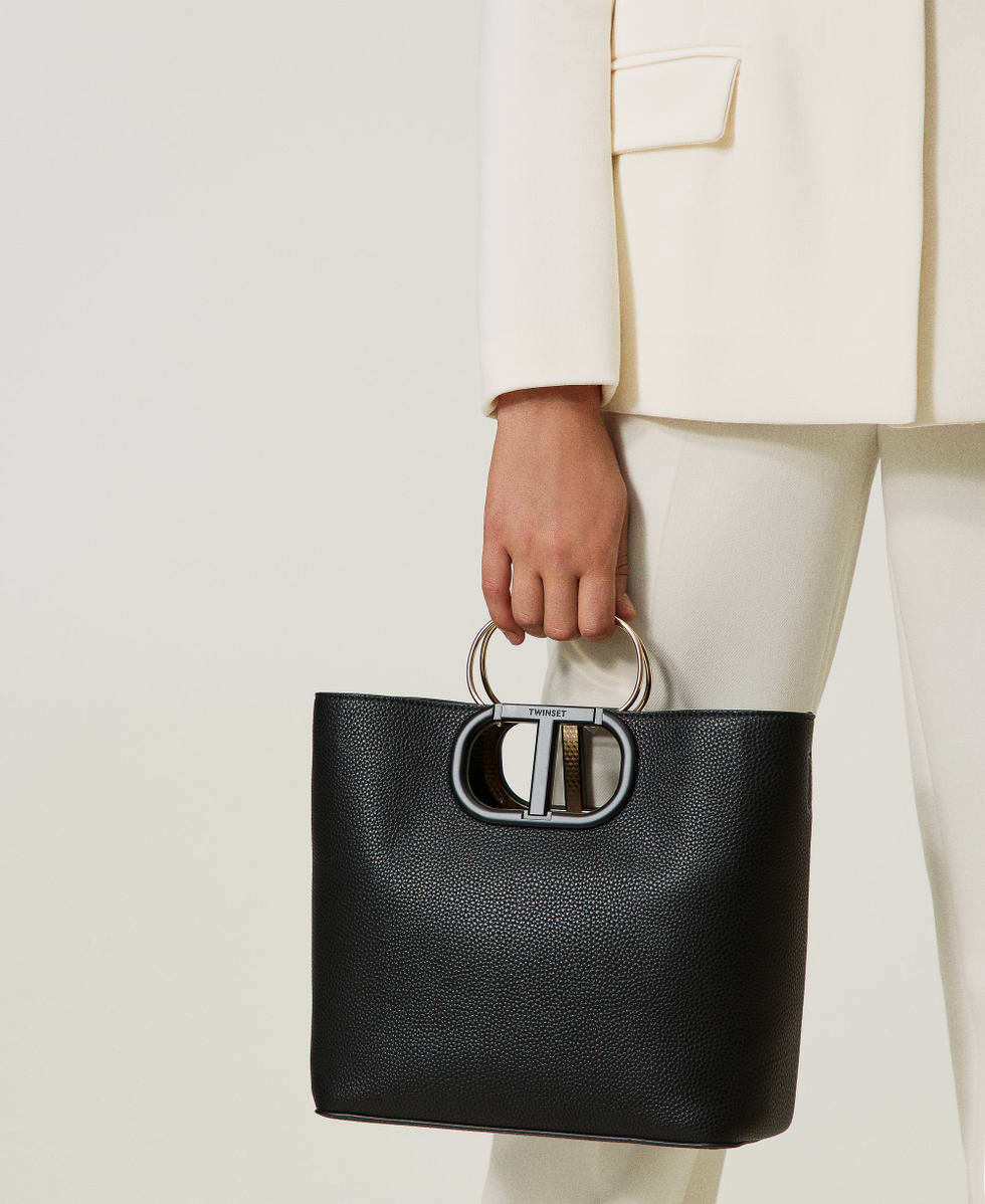 Zara mini tote bag with round handles hot sale