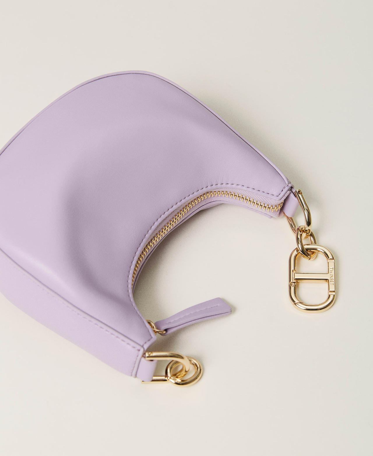 &lsquo;Mini Croissant&rsquo; bag with Oval T closure "Lavendula&rdquo; Purple Woman 232TB7142_10782_03