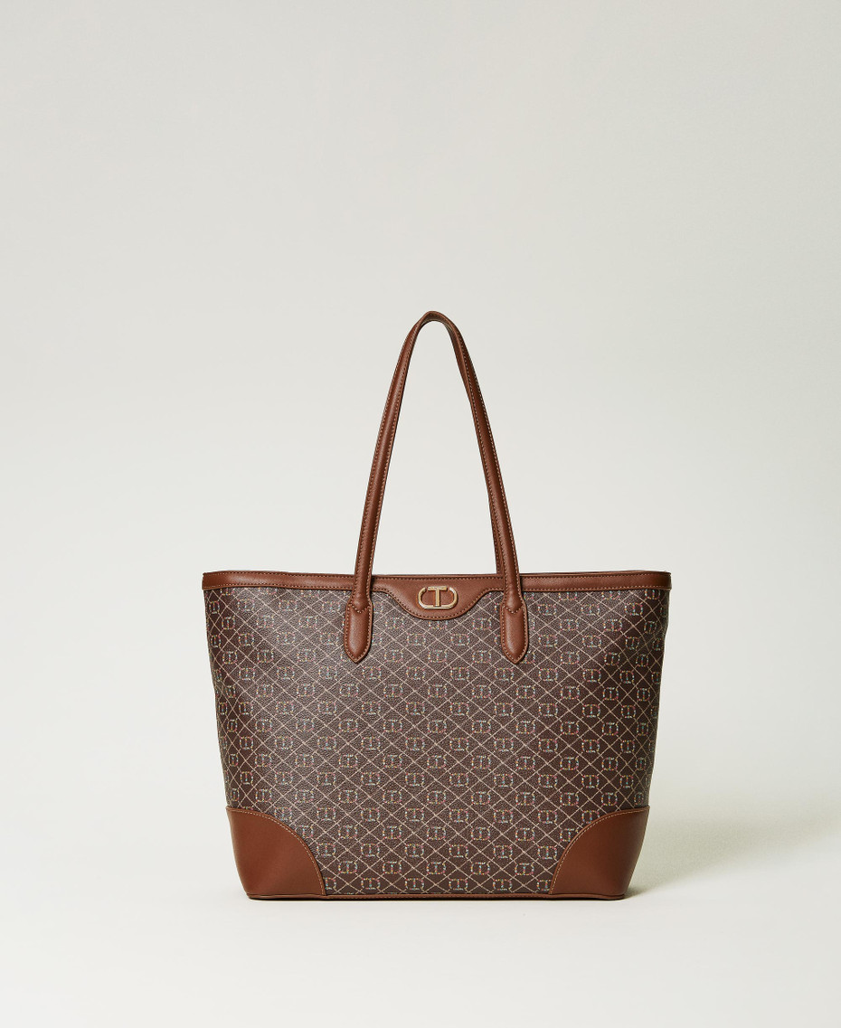 Borsa shopper con stampa Floral T Donna, Marrone | TWINSET Milano