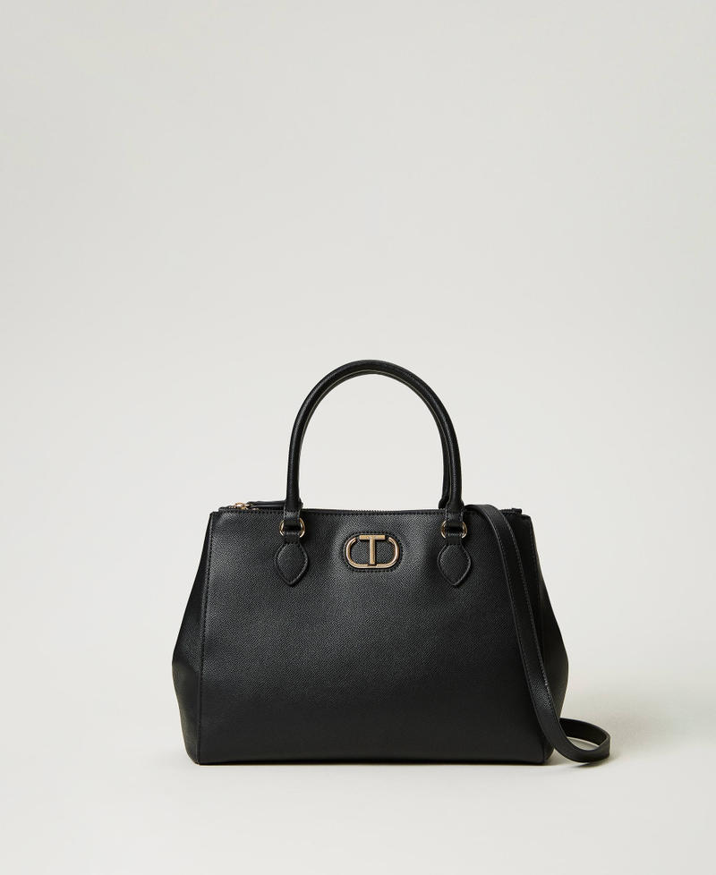 Shopper with inner separator and Oval T Black Woman 232TB7172_00006_01