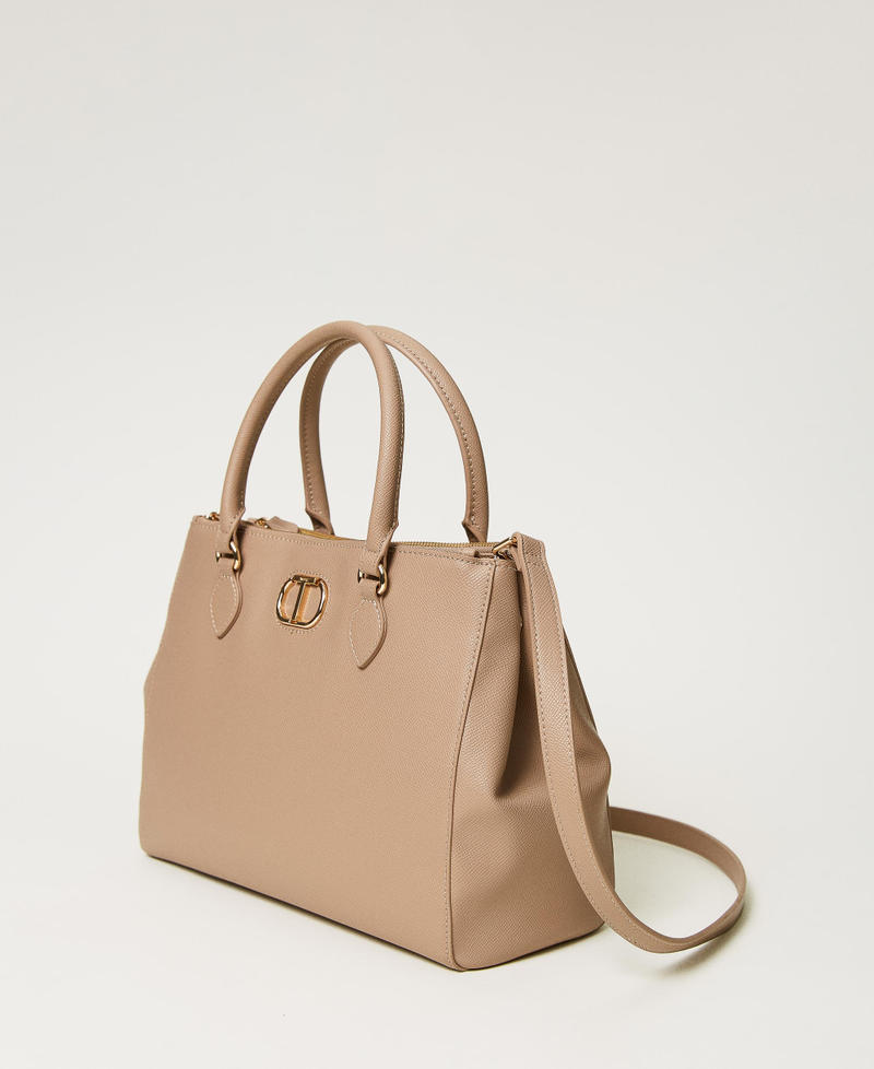 Shopper with inner separator and Oval T Light Taupe Grey Woman 232TB7172_00718_02