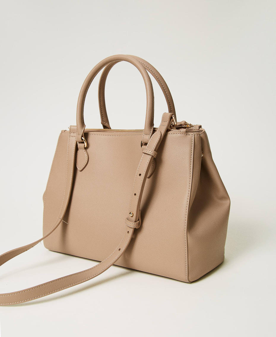 Shopper with inner separator and Oval T Light Taupe Grey Woman 232TB7172_00718_03